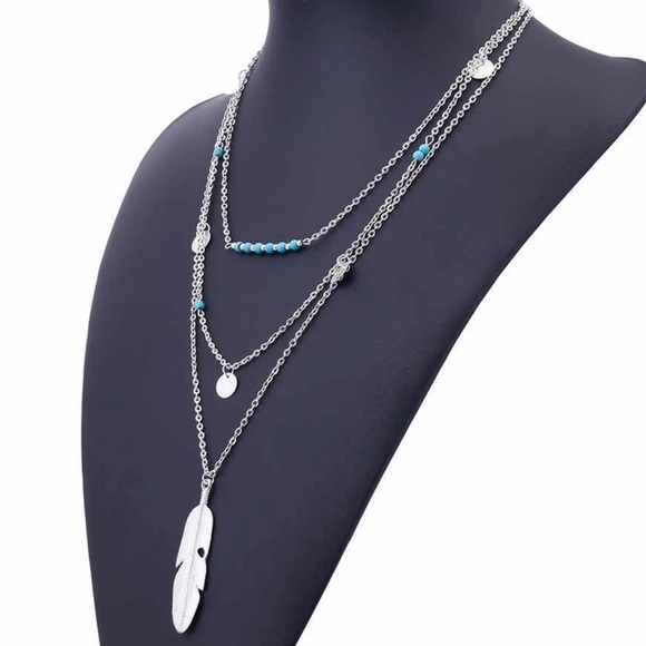 Multi-Layered Necklace NWT Boho Feather Bohemian - Picture 6 of 7